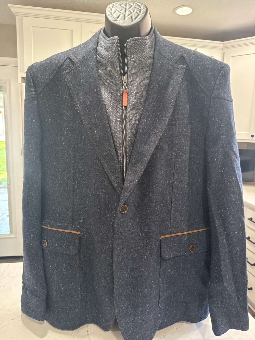 Circle of Gentlemen Seamus Tweed Blazer Navy Blue Size 56 Regular  Men’s